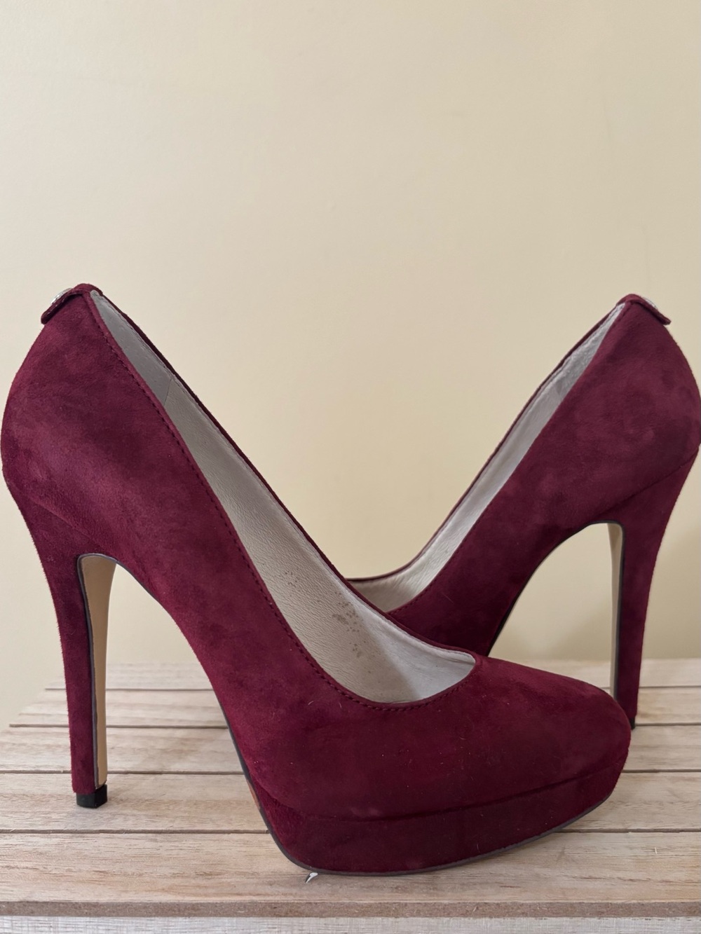 Michael Kors| Burgundy Suede 5” High Heel Platform Stiletto Pumps Sz 7